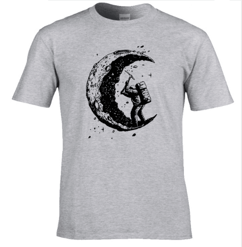 Digging The Moon Print Casual Mens O - neck T Shirts Fashion Men's Tops Men T-shirt Short Sleeve Men Tshirt - Amazitshop