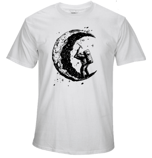 Digging The Moon Print Casual Mens O - neck T Shirts Fashion Men's Tops Men T-shirt Short Sleeve Men Tshirt - Amazitshop