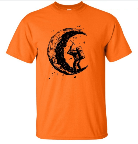 Digging The Moon Print Casual Mens O - neck T Shirts Fashion Men's Tops Men T-shirt Short Sleeve Men Tshirt - Amazitshop