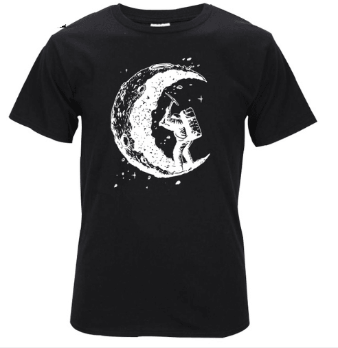 Digging The Moon Print Casual Mens O - neck T Shirts Fashion Men's Tops Men T-shirt Short Sleeve Men Tshirt - Amazitshop
