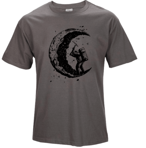 Digging The Moon Print Casual Mens O - neck T Shirts Fashion Men's Tops Men T-shirt Short Sleeve Men Tshirt - Amazitshop