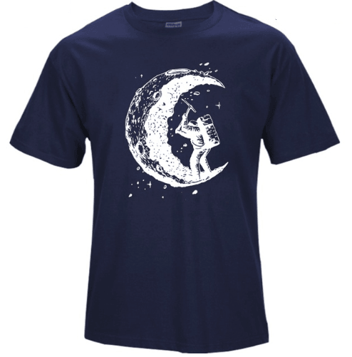 Digging The Moon Print Casual Mens O - neck T Shirts Fashion Men's Tops Men T-shirt Short Sleeve Men Tshirt - Amazitshop