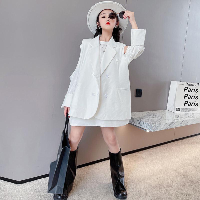 Double Breasted Mid Length Coat In Big Kids - Amazitshop