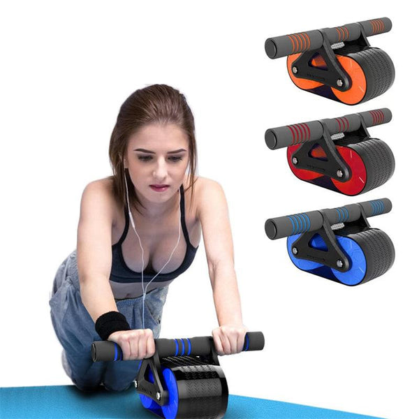 Double Wheel Abdominal Exerciser Women Men Automatic Rebound Ab Wheel Roller Waist Trainer Gym Sports Home Exercise Devices - Amazitshop