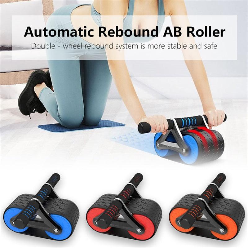 Double Wheel Abdominal Exerciser Women Men Automatic Rebound Ab Wheel Roller Waist Trainer Gym Sports Home Exercise Devices - Amazitshop