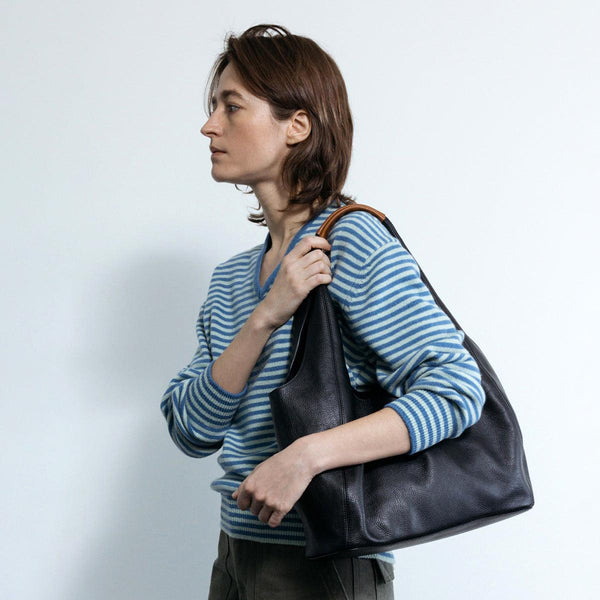 Drop - shoulder Sleeve Thin Woolen Sweater Ultra - fine Mernu Wool V - neck Striped Knitted Top - Amazitshop