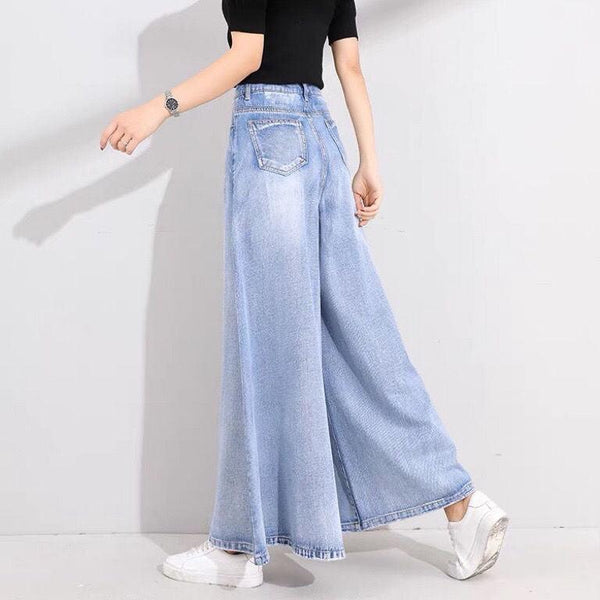 Drop Wide Leg Jeans Skirt Women - Amazitshop