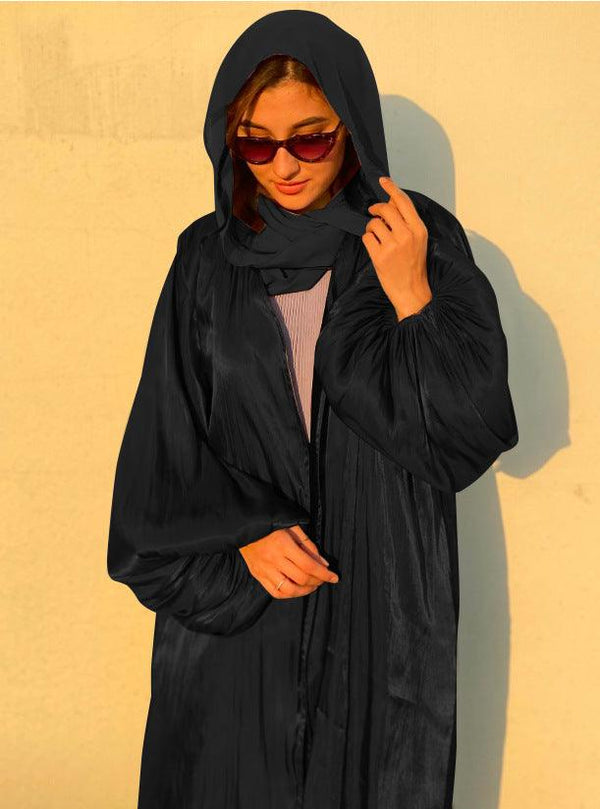 Eid Muslim Abaya Dress Kimono For Women Fashion Shining Silklike Summer Abayas Cardigan Puff Sleeve Dubai Turkey Clothes - Amazitshop