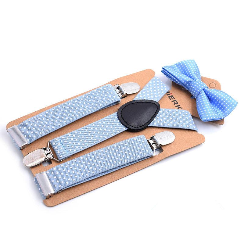 Elastic Boys Suspender Bowties Set bretelle bambino Wedding Bowties Suspenders Baby Kids Polka Dots Bow Ties braces kids - Amazitshop