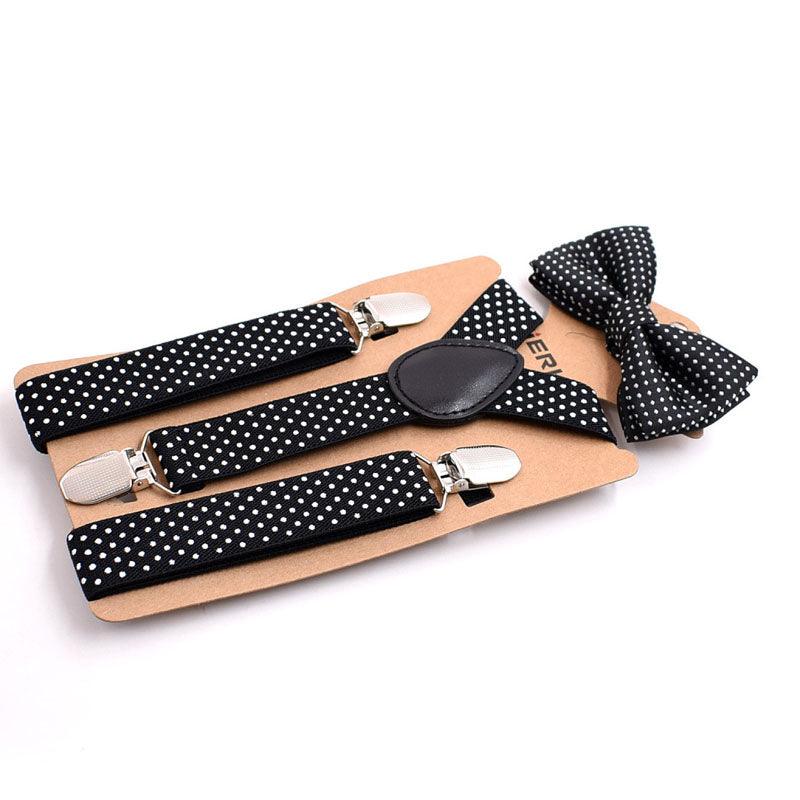 Elastic Boys Suspender Bowties Set bretelle bambino Wedding Bowties Suspenders Baby Kids Polka Dots Bow Ties braces kids - Amazitshop