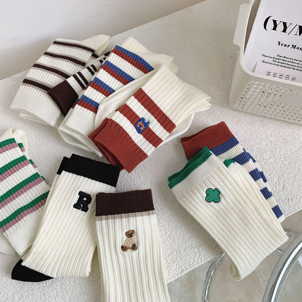 Embroidered Socks For Children With Double Stitches - Amazitshop