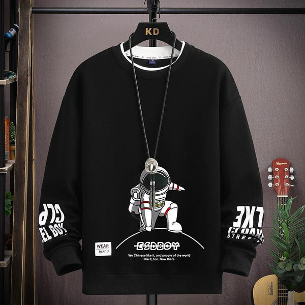 English Round Neck Spaceman Sweater Men's Loose Casual - Amazitshop