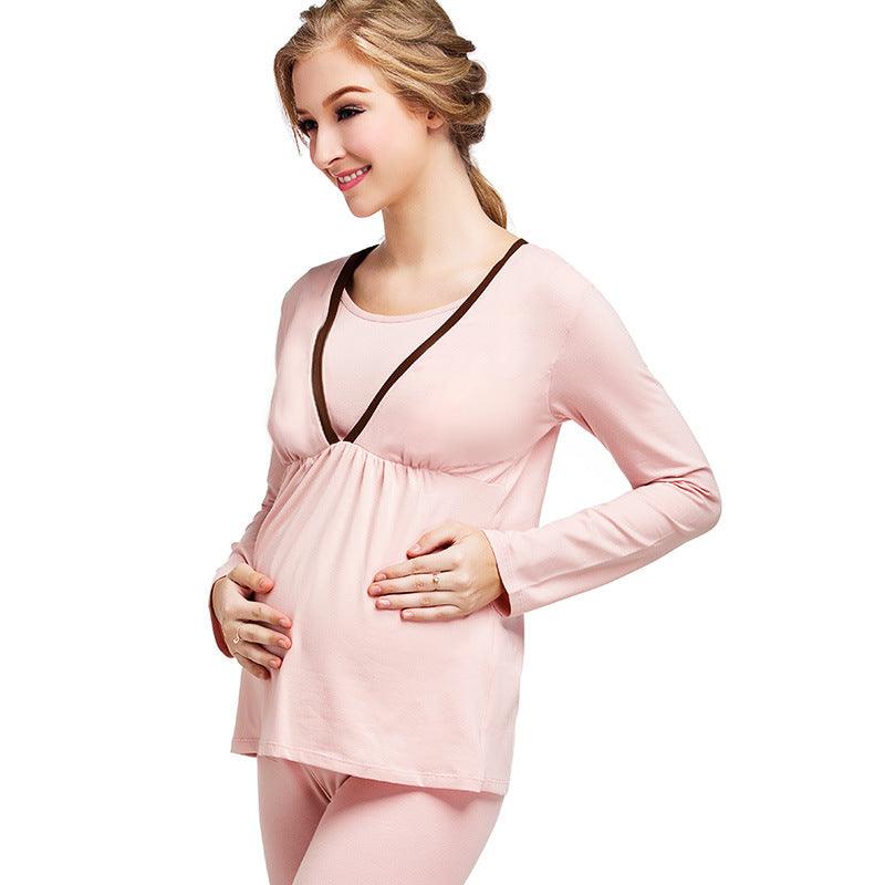 Enjoy the winter pregnant pregnant women pregnant women suit long johns lactation clothes suit feeding pajamas Home Furnishing confinement suit - Amazitshop