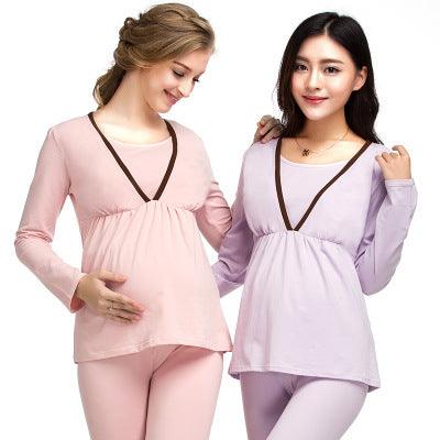 Enjoy the winter pregnant pregnant women pregnant women suit long johns lactation clothes suit feeding pajamas Home Furnishing confinement suit - Amazitshop