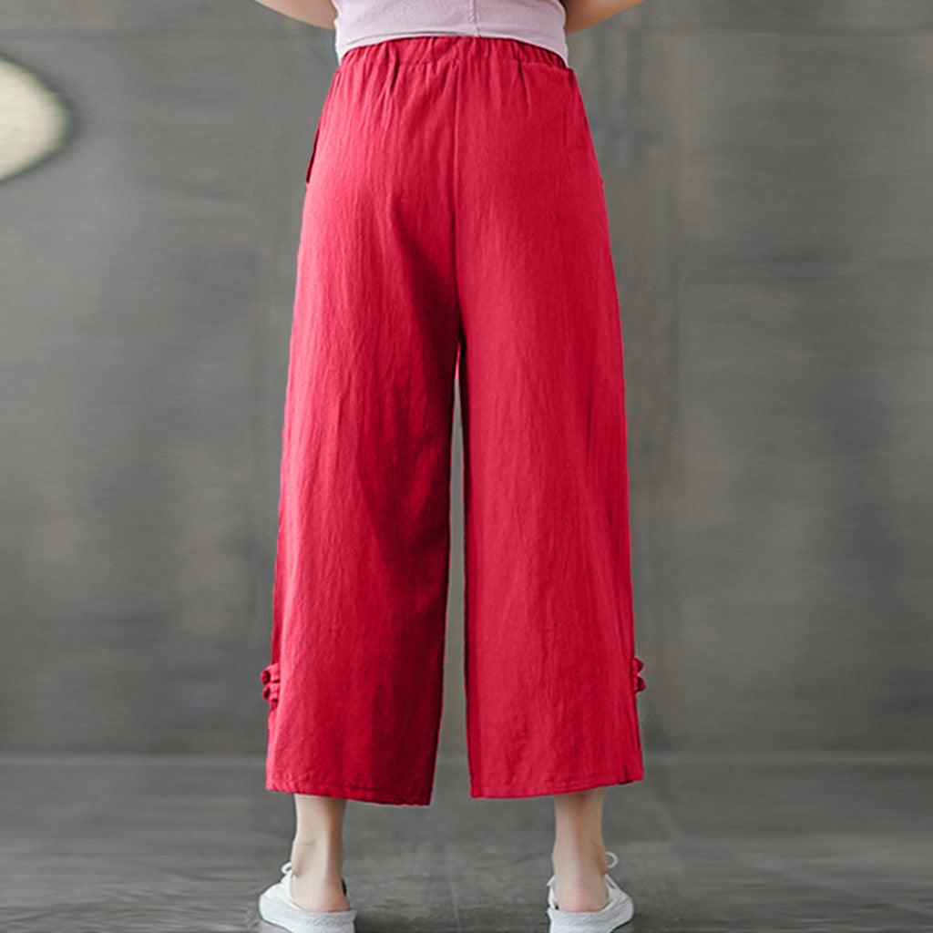 Ethnic style retro cross - leg wide - leg pants - Amazitshop