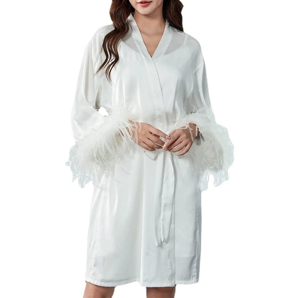 European And American Fashion Satin Smooth Feather Pajamas - Amazitshop