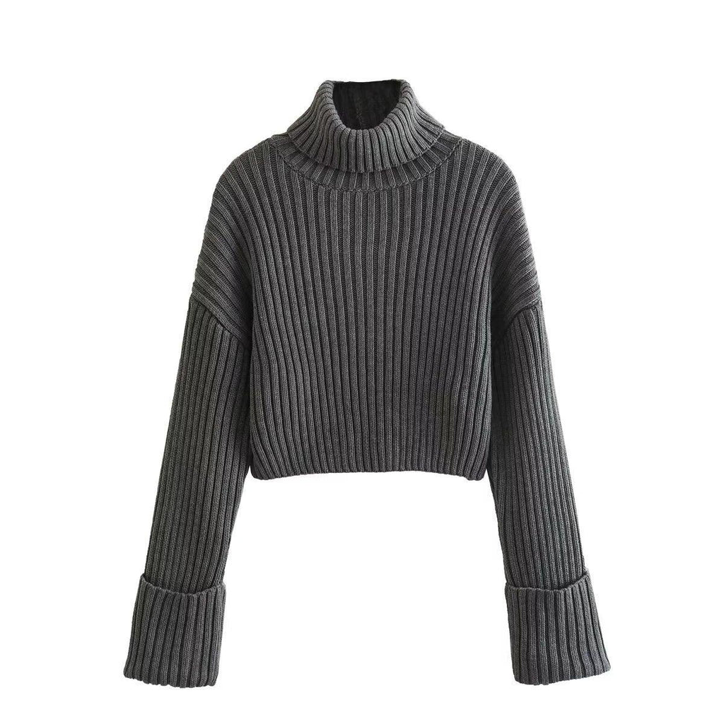 European And American Style Women's Ribbed Turtleneck Sweater Women - Amazitshop