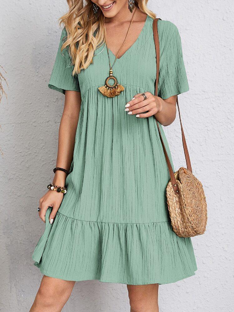 European And American Women's Loose Casual Short - sleeved Corset Dress - Amazitshop