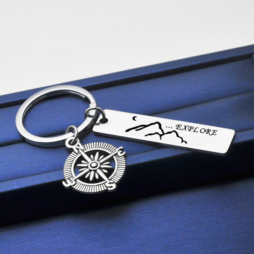 Explore Compass Stainless Steel Keychain - Amazitshop