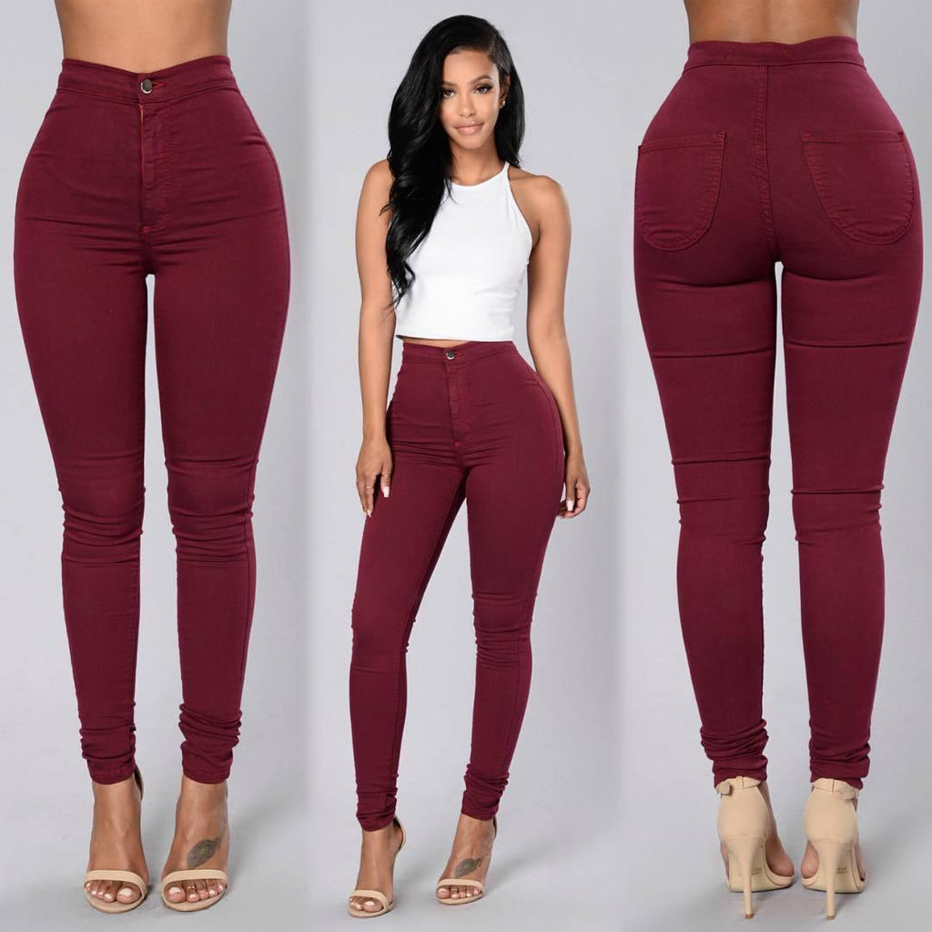 explosion Leggings thin waist stretch pencil pants tight candy colored jeans - Amazitshop