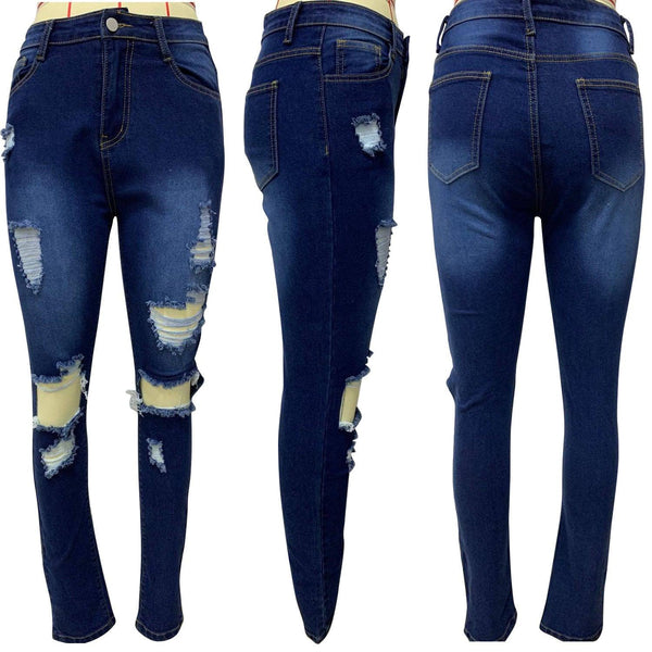 Explosion style ripped denim trousers - Amazitshop