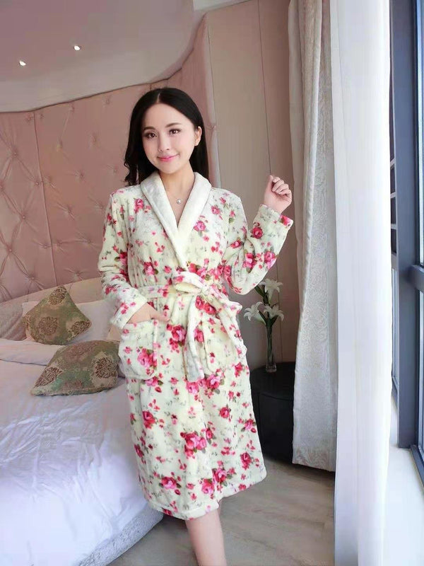 Extra Long Fashionable Sexy Home Flannel Nightgown - Amazitshop