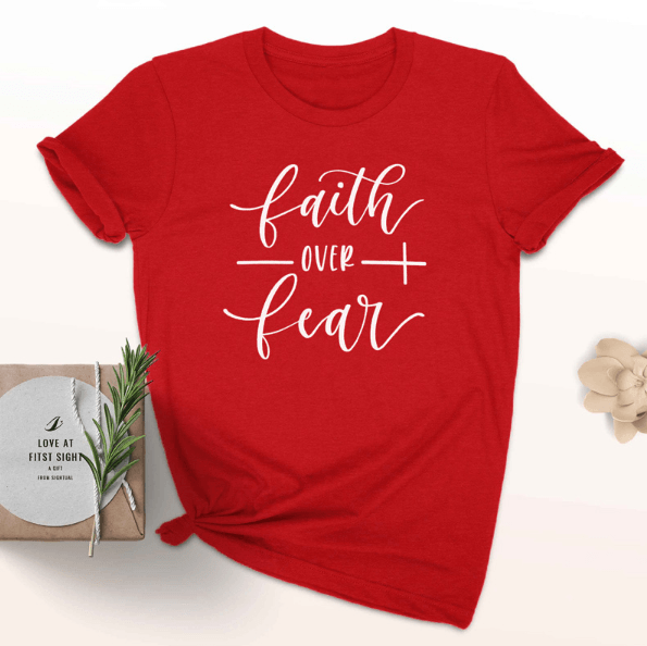 Faith Over Fear Christian T-Shirt Religion Clothing For Women Faith Shirt - Amazitshop