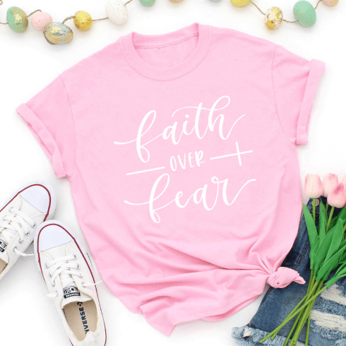 Faith Over Fear Christian T-Shirt Religion Clothing For Women Faith Shirt - Amazitshop