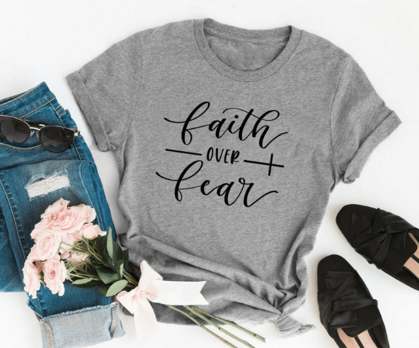 Faith Over Fear Christian T-Shirt Religion Clothing For Women Faith Shirt - Amazitshop