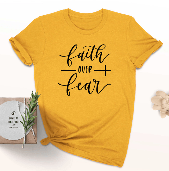 Faith Over Fear Christian T-Shirt Religion Clothing For Women Faith Shirt - Amazitshop