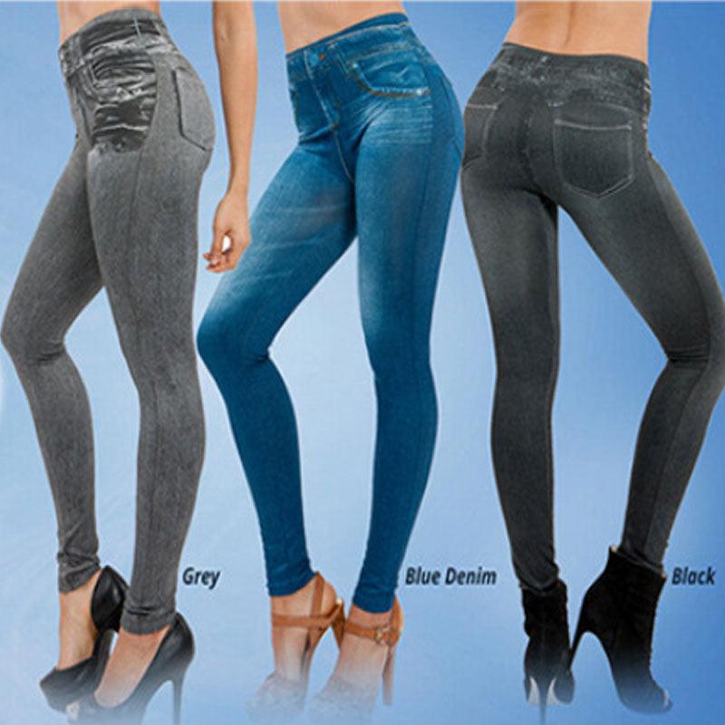 Fake Pocket Corset Denim Leggings - Amazitshop