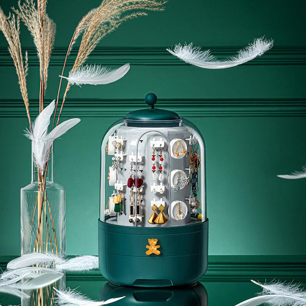 Fashion 360 Rotating Jewelry Box Earrings Necklace Rack Casket Large Jewellery Storage Boxes Organizer - Amazitshop