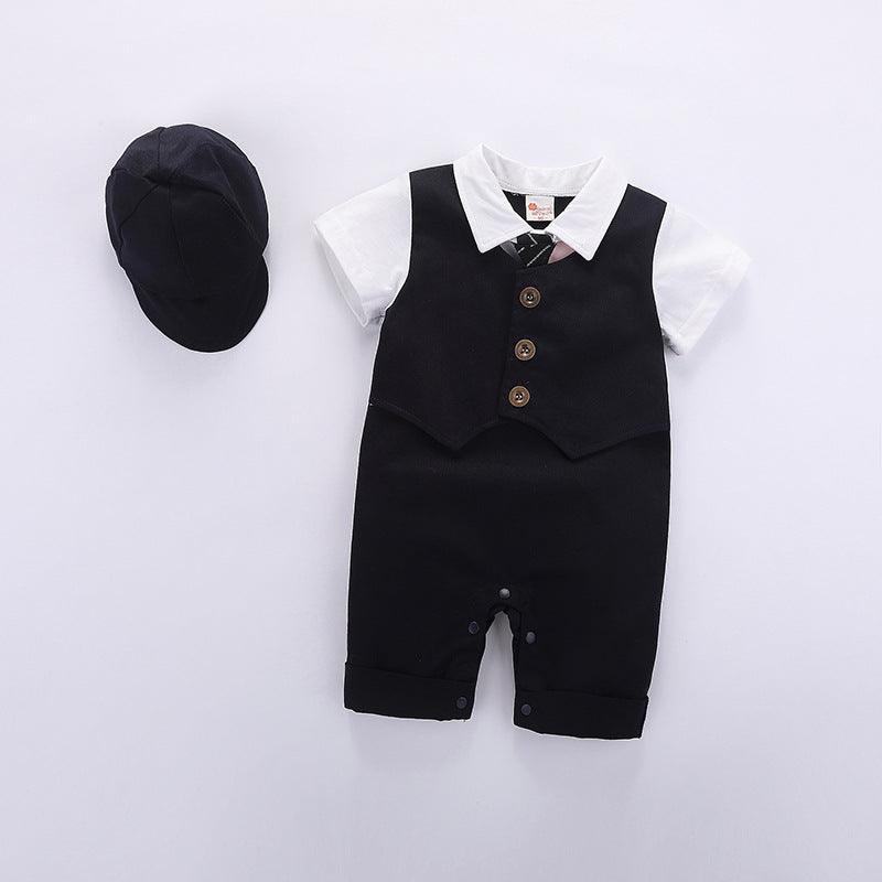 Fashion Baby Clothing Summer Short Sleeve Gentleman Jumpsuit Romper - Amazitshop