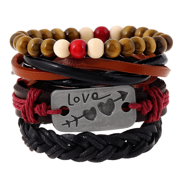 Fashion Beaded Leather Bracelets And Bracelets - Amazitshop