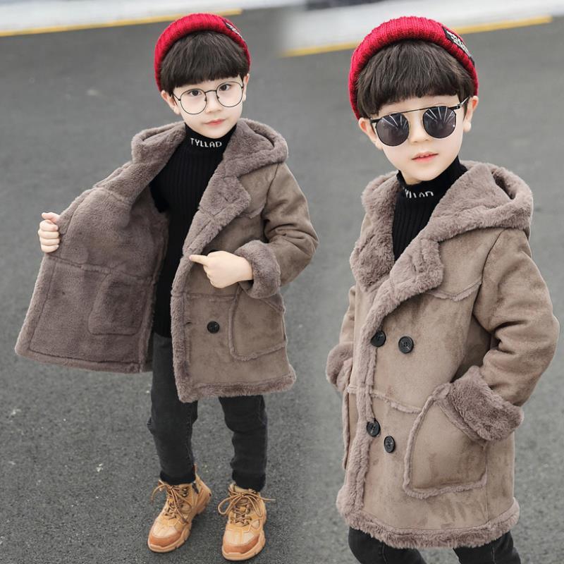 Fashion Boys' Suede Padded Trench Coat - Amazitshop