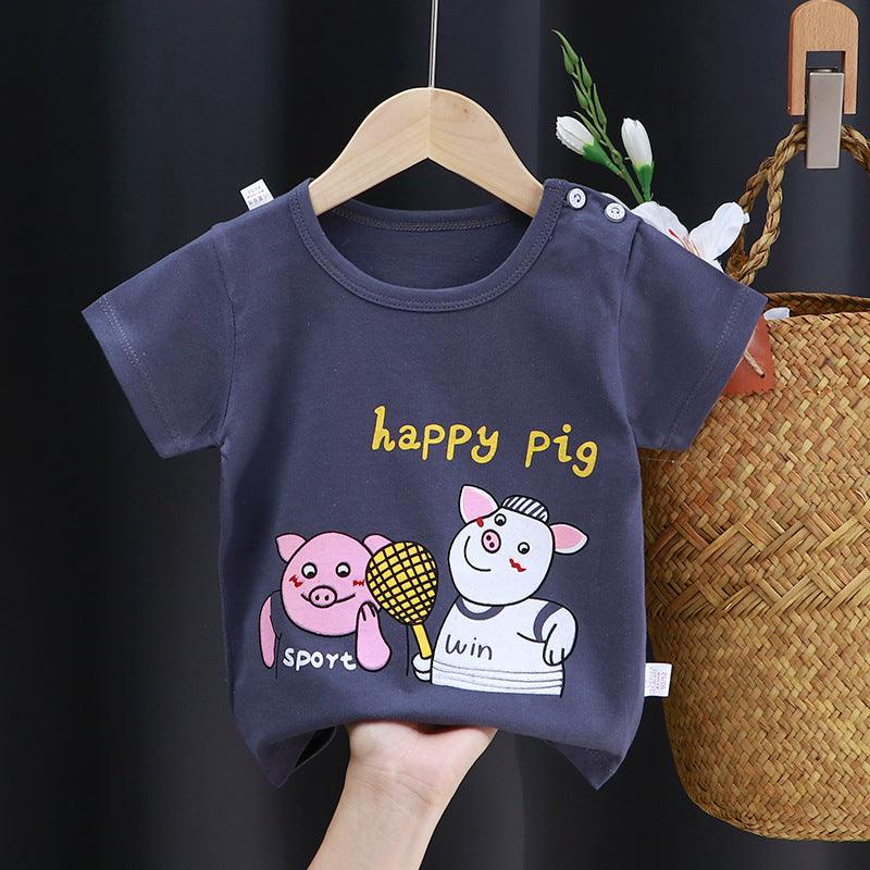 Fashion Cartoon Print Children's Cotton Short Sleeve - Amazitshop