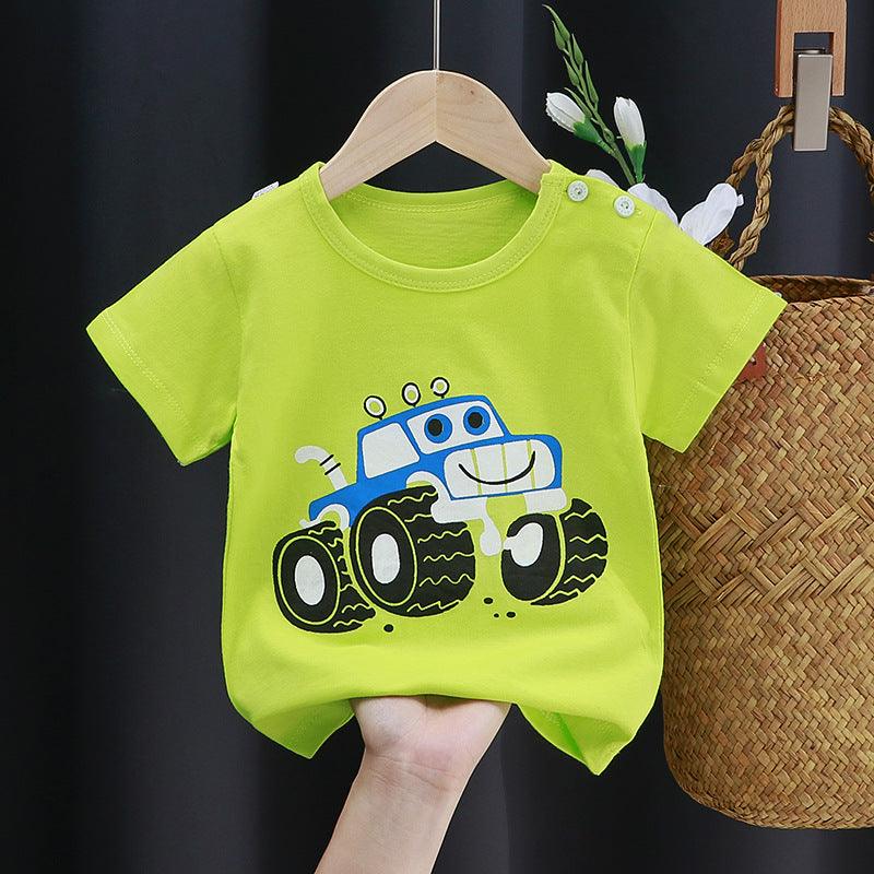 Fashion Cartoon Print Children's Cotton Short Sleeve - Amazitshop