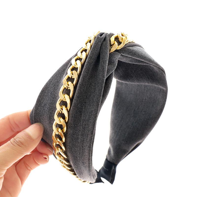 Fashion Chain Cross - knotted Headband Hair Accessory - Amazitshop