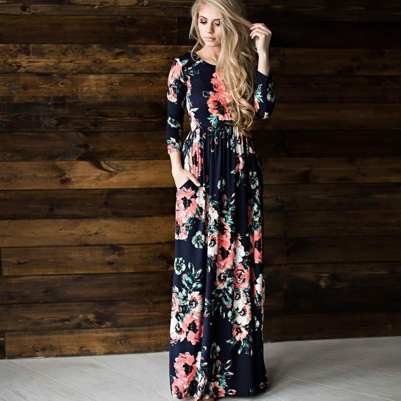 Fashion Dresses Women Printed Party Gown Ladies - Amazitshop
