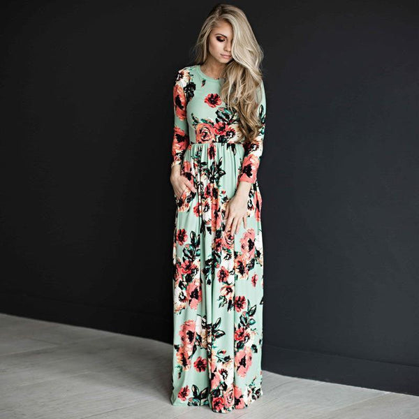 Fashion Dresses Women Printed Party Gown Ladies - Amazitshop