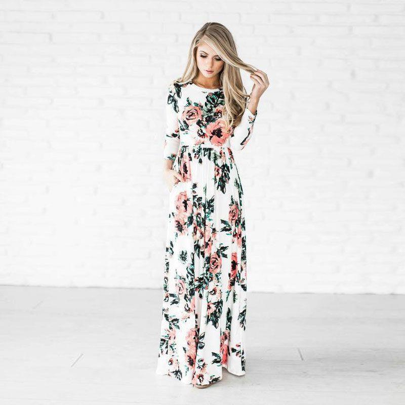 Fashion Dresses Women Printed Party Gown Ladies - Amazitshop