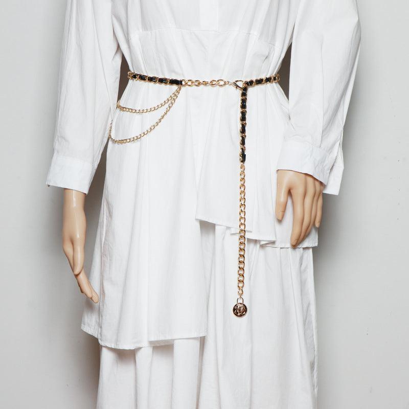 Fashion Leather Stitching Metal Belt Accessories - Amazitshop