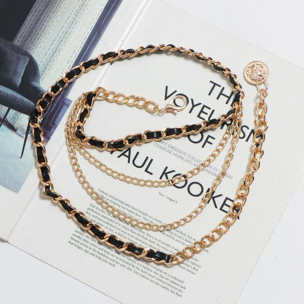 Fashion Leather Stitching Metal Belt Accessories - Amazitshop