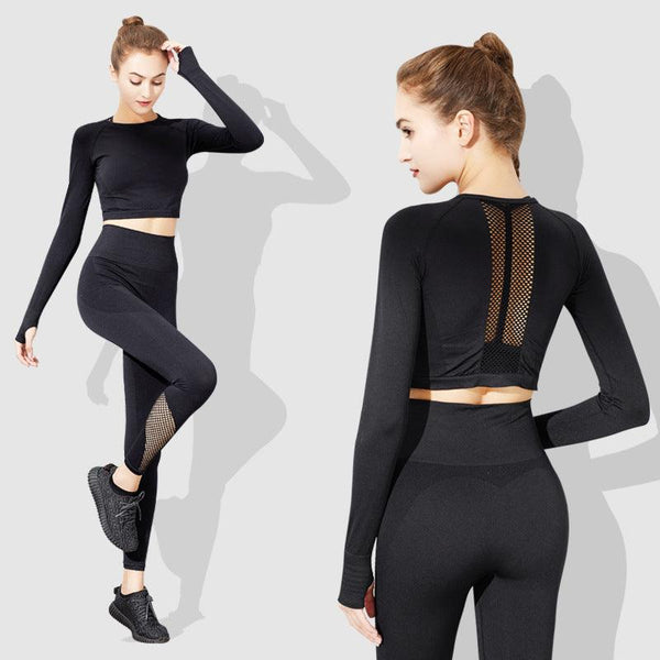 Fashion long sleeve sexy gym suit - Amazitshop