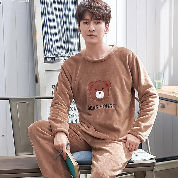 Fashion Men's Mink Flannel Home Service - Amazitshop