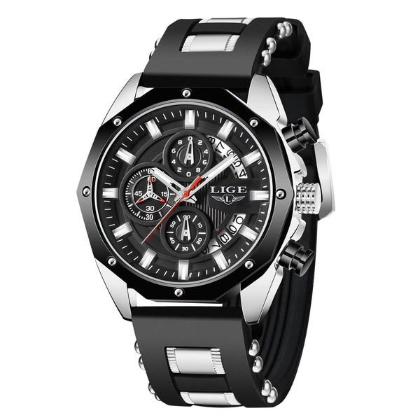 Fashion Mens Watches Top Brand Luxury Silicone Sport Watch Men Quartz Date Clock Waterproof Wristwatch Chronograph - Amazitshop