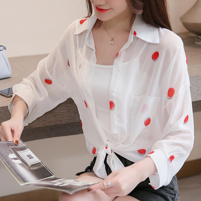 Fashion Printed Chiffon Sun Protection Clothing Women Cardigan - Amazitshop