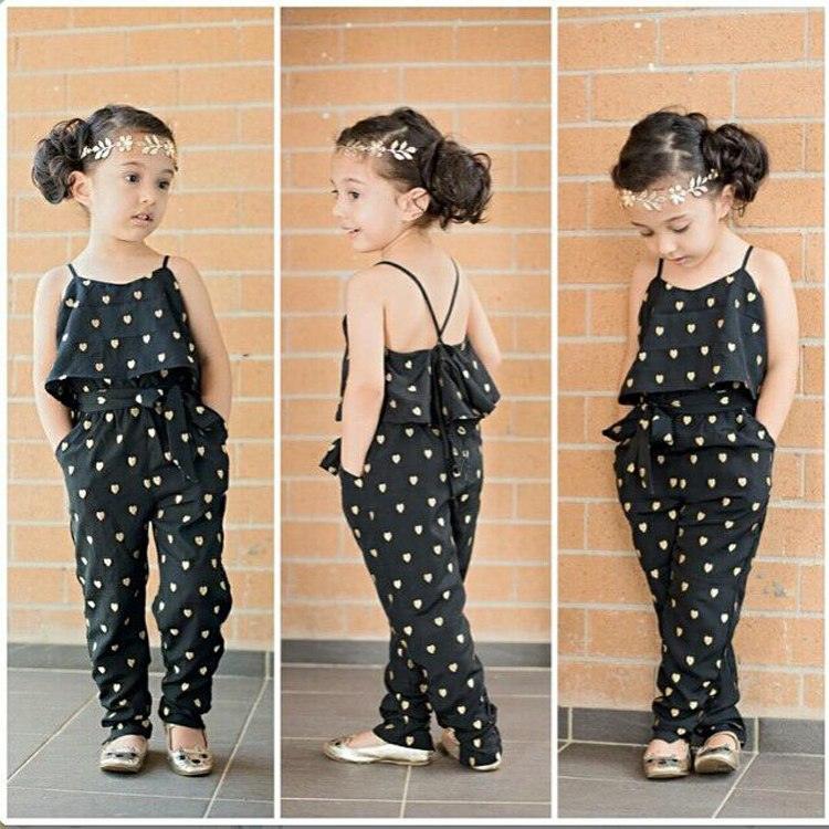 Fashion Summer Kids Girls Clothing Sets Cotton Sleeveless Polka Dot Strap Girls Jumpsuit Clothes Sets Outfits Children Suits - Amazitshop