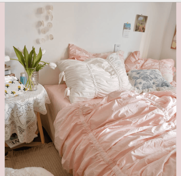 Fashion Wash Pure Cotton Pure Color Bed Skirt Bedding - Amazitshop