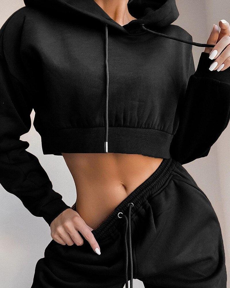 Fashion Winter Tracksuit Hoodie and Sweatpants Sports Set - Amazitshop